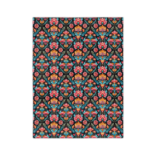 Sol y Alegría (Sun and Joy) Collection- Floral Velvet Microfiber Blanket Boho Botanical Pattern, Cozy Throw for Living Room & Bedroom - Creations by Chris and Carlos