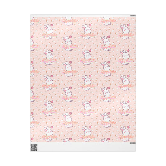 Easter Cute Bunny Pattern Wrapping Paper - Pastel Pink Love & Hearts Gift Wrap - Creations by Chris and Carlos