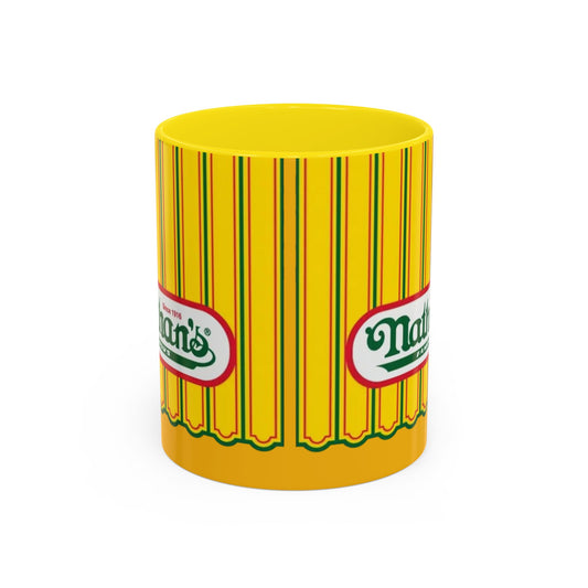 Nathan’s Famous Retro Stripe Accent Coffee Mug (11/15oz) - Creations by Chris and Carlos