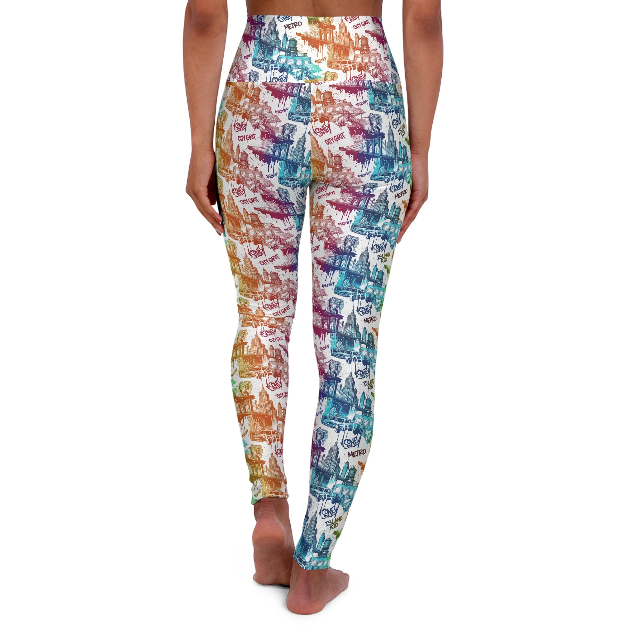 High-Waisted Yoga Leggings — Ombre Abstract Print - Creations by Chris and Carlos