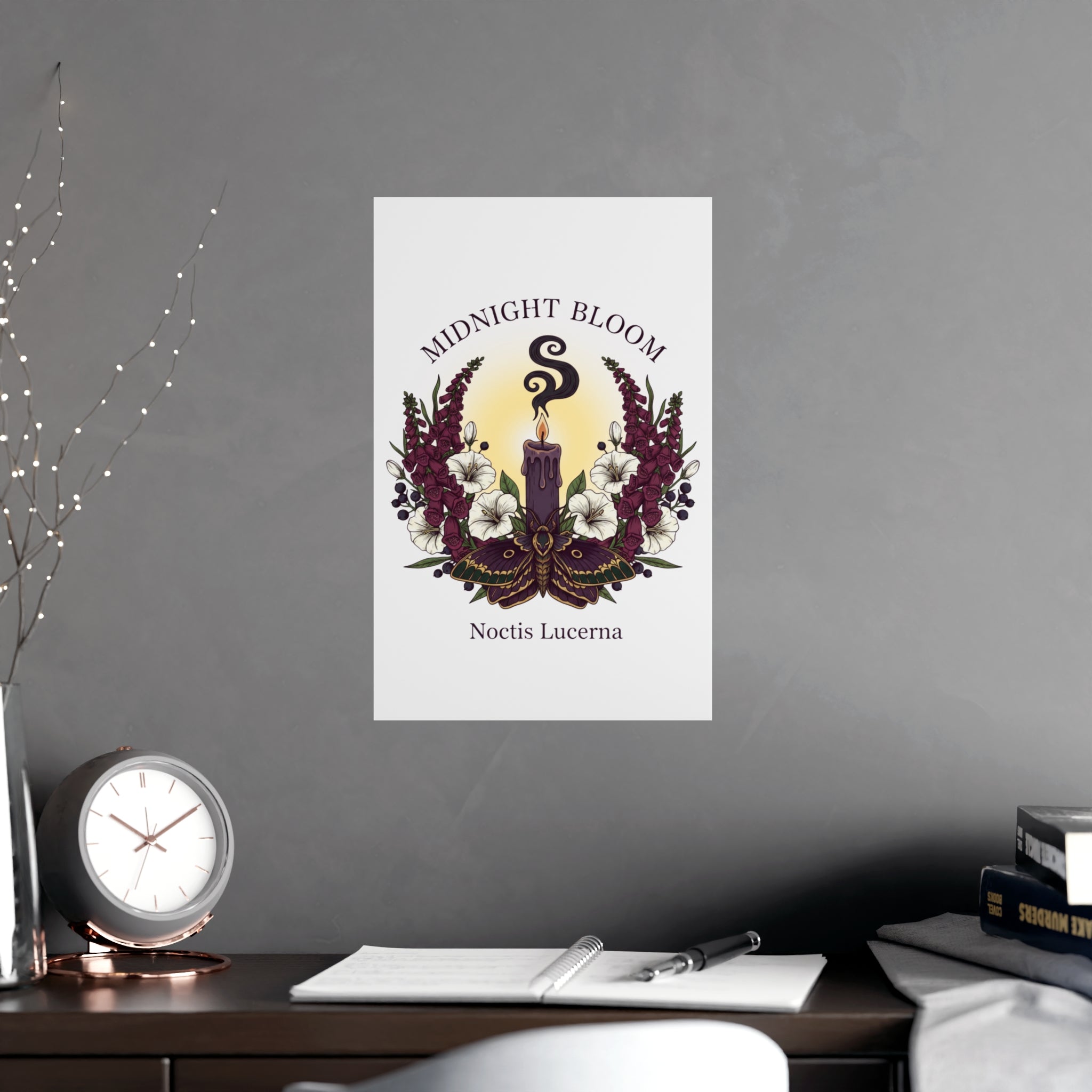 Midnight Bloom Poster — Botanical Candle Art Print (Noctis Lucerna) - Creations by Chris and Carlos