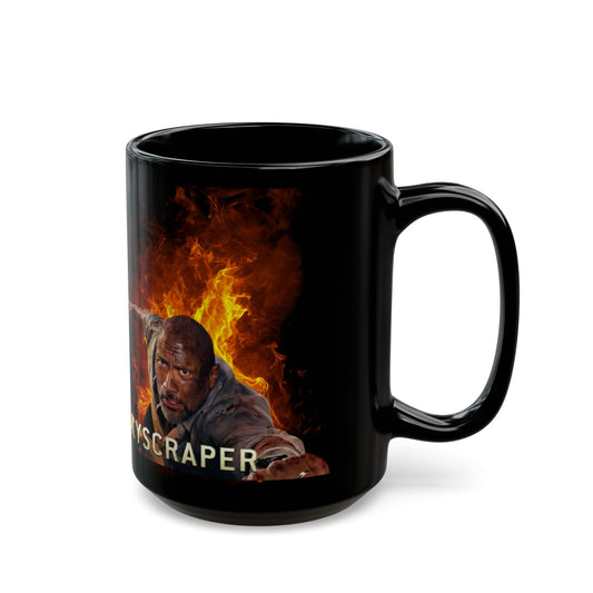 Skyscraper Movie Mug — Dwayne Johnson Action Fire Scene 11oz/15oz Black Coffee Cup - Creations by Chris and Carlos