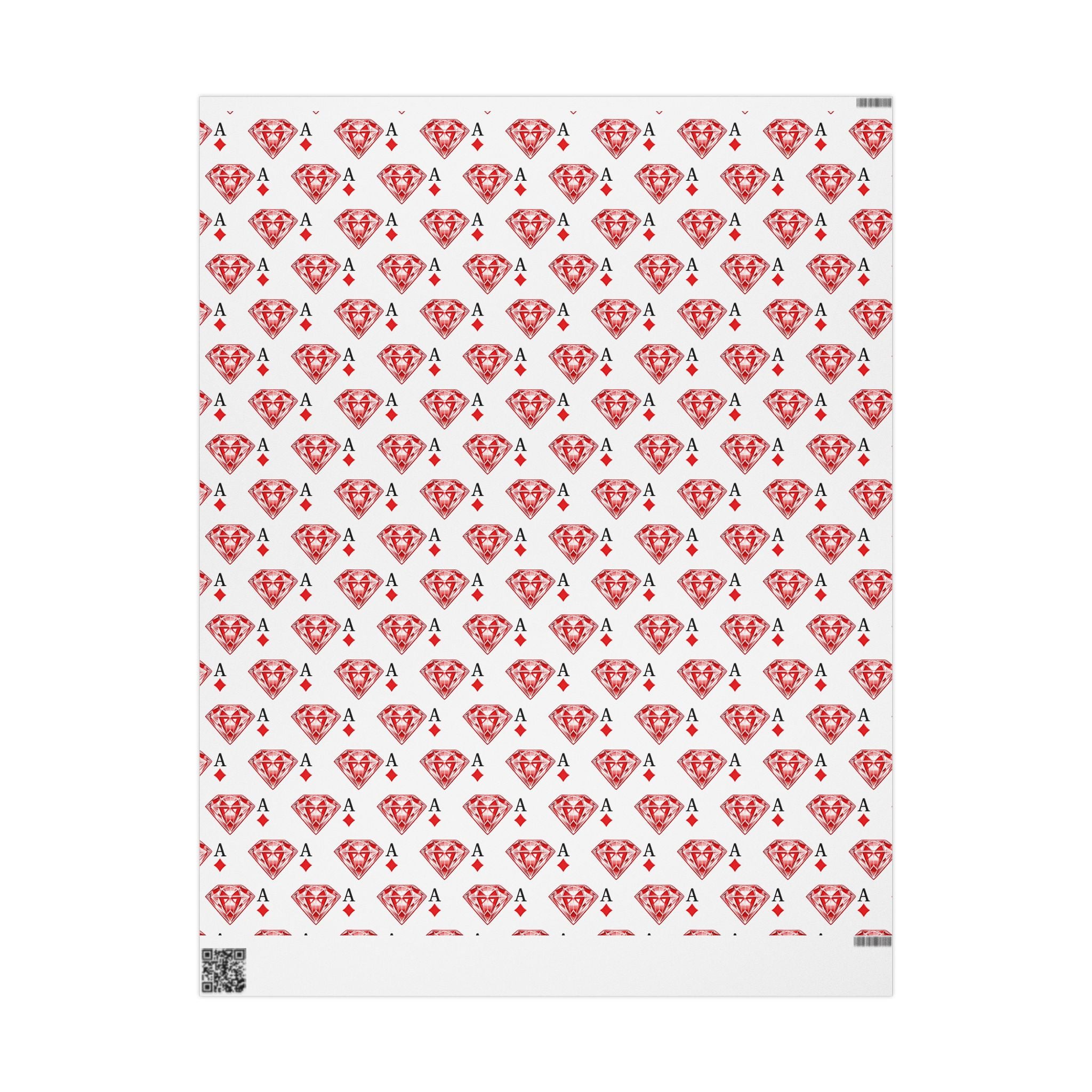 Wrapping Paper Roll — Red Ace of Diamonds Gem Pattern (Playing Card Gift Wrap) - Creations by Chris and Carlos
