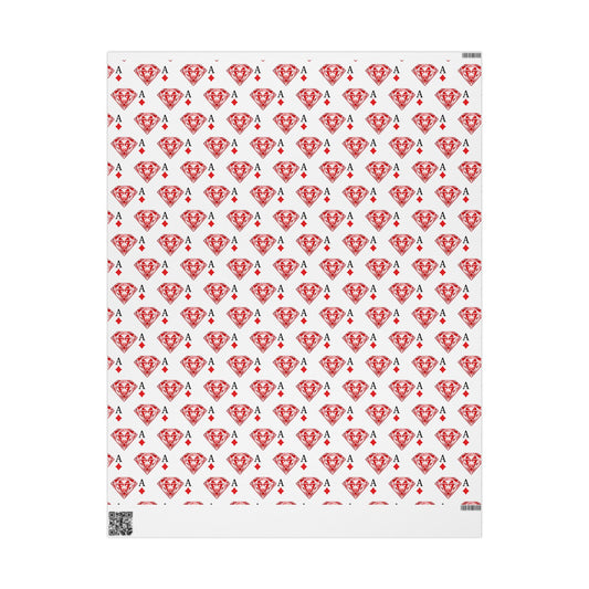 Wrapping Paper Roll — Red Ace of Diamonds Gem Pattern (Playing Card Gift Wrap) - Creations by Chris and Carlos