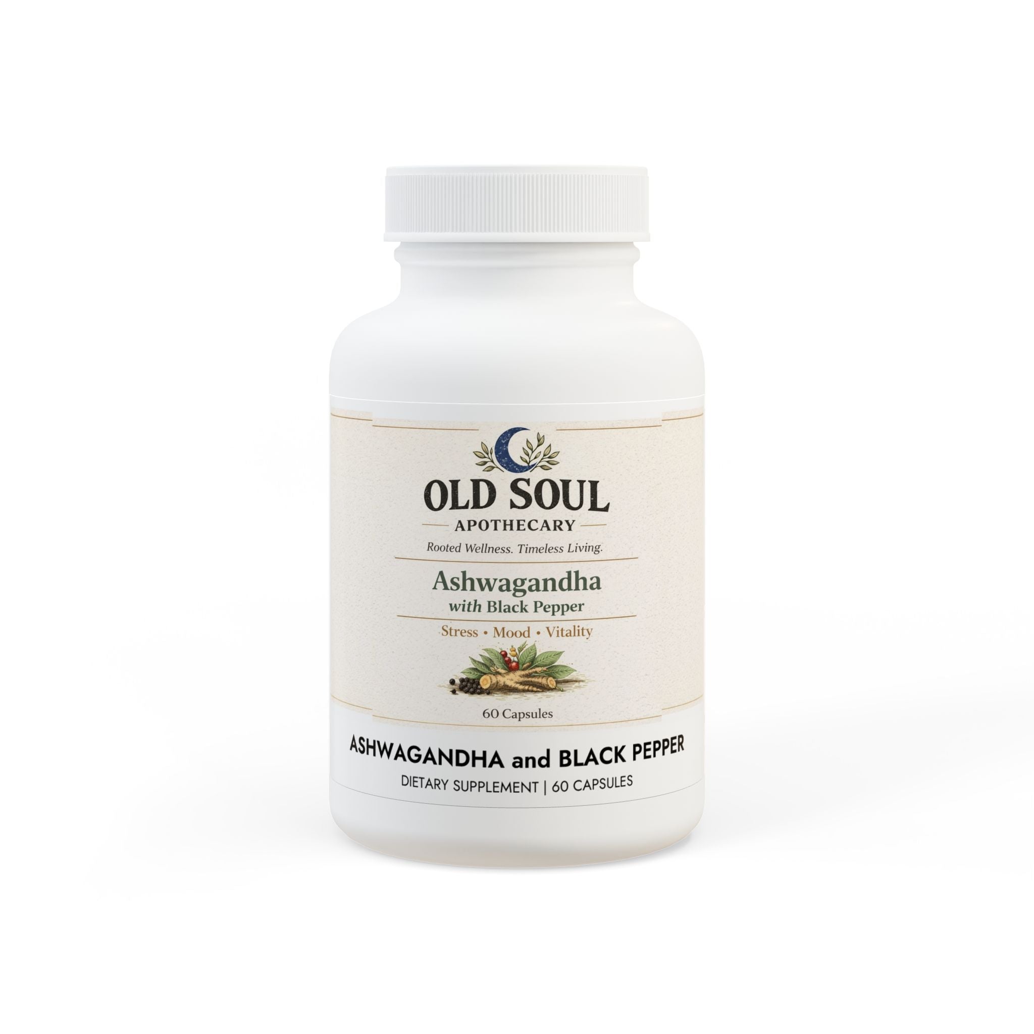 Ashwagandha and Black Pepper Supplement (60 capsules) - Creations by Chris and Carlos