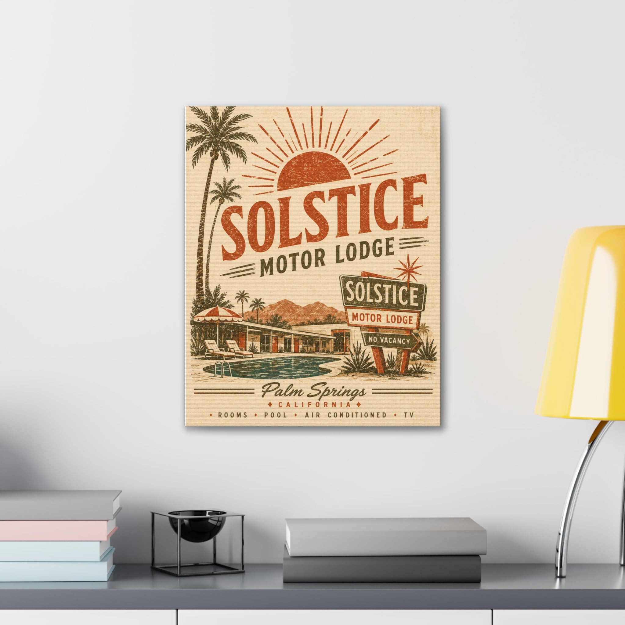 Solstice Motor Lodge Vintage Palm Springs Canvas Wall Art - Creations by Chris and Carlos