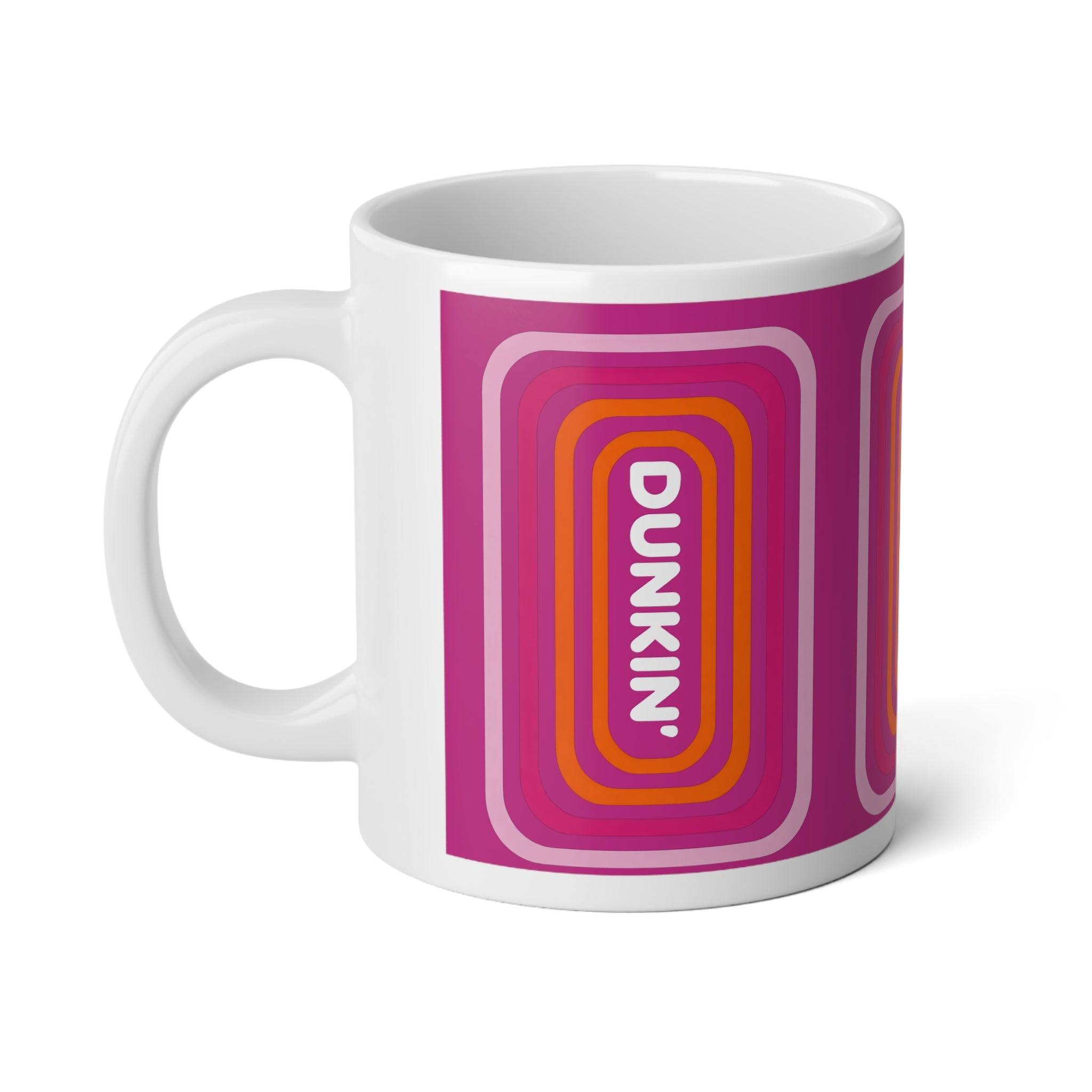 Dunkin-Inspired Retro Logo 20oz Jumbo Mug — Pink Vintage Coffee Cup - Creations by Chris and Carlos