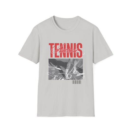 Tennis Graphic Tee – Red Bold 'TENNIS' Retro Photo Design - Creations by Chris and Carlos