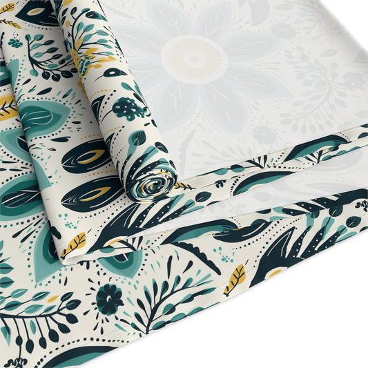 Sol y Alegría (Sun and Joy) Collection- Cactus Succulent Pattern Microfiber Blanket Soft Velveteen Throw for Home & Garden Lovers Teal Floral Table Runner — Boho Cotton-Blend Dining Decor - Creations by Chris and Carlos