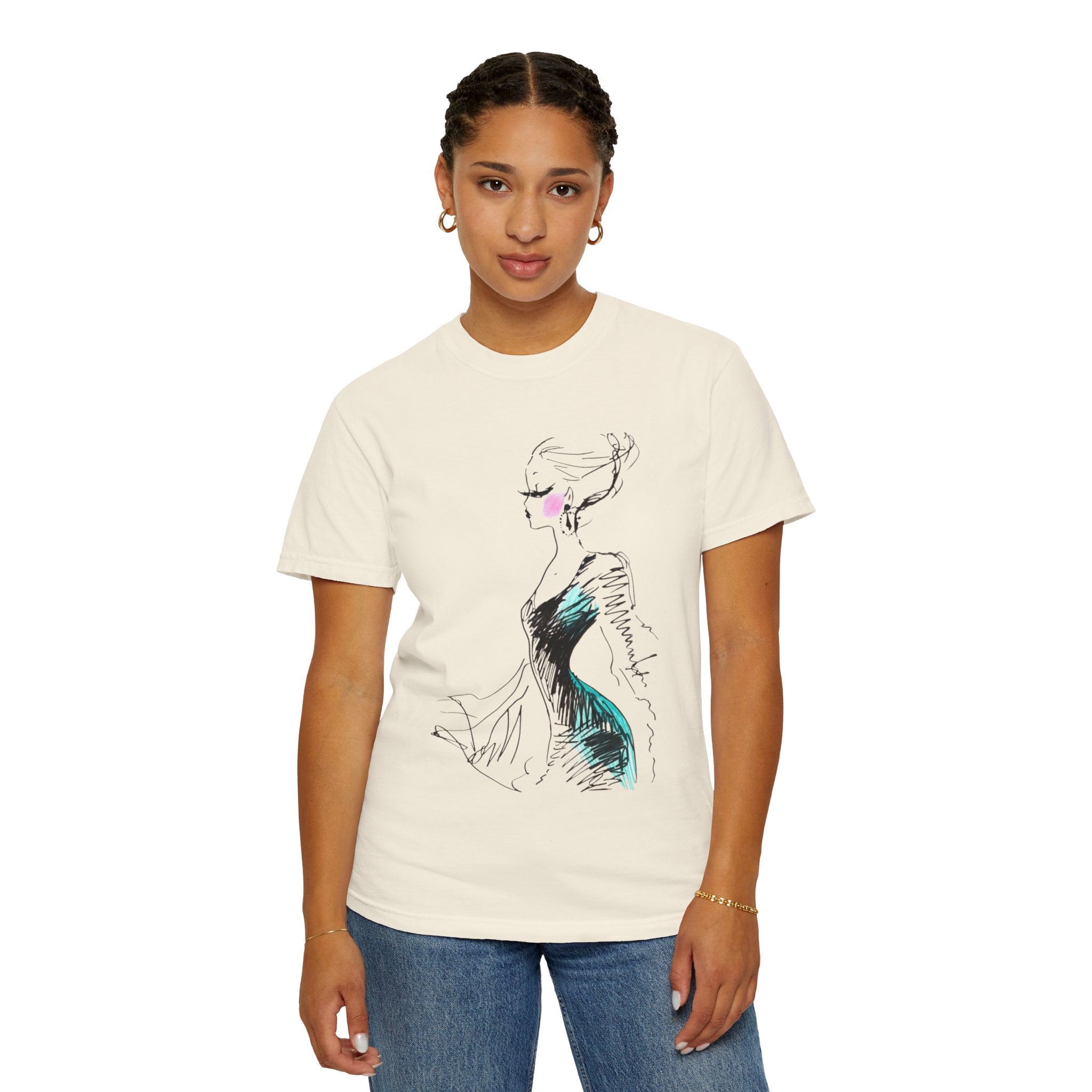 Fashion Sketch T-Shirt – Hand-Drawn Dress Illustration Tee - Creations by Chris and Carlos