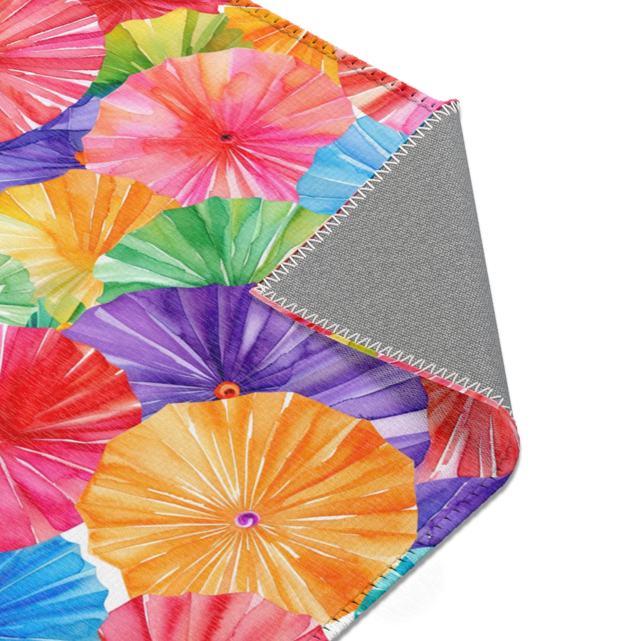 Sol y Alegría (Sun and Joy) Collection- Vibrant Umbrella Pattern Area Rug — Colorful Tropical Beach Vibe Accent Rug - Creations by Chris and Carlos
