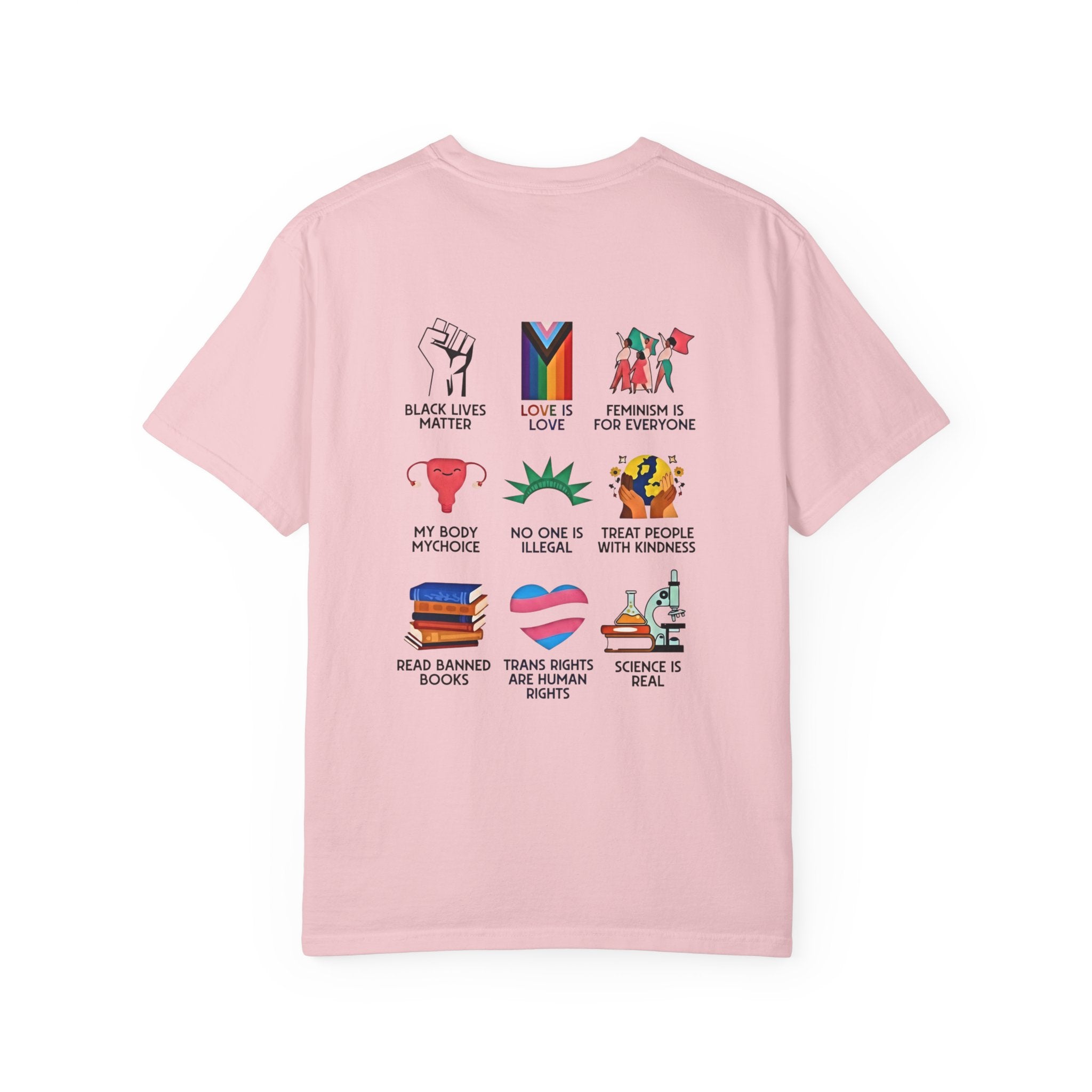 T-Shirt — "Big Fan of Human Rights" Graphic Tee (Equality & Activism Icons) - Creations by Chris and Carlos
