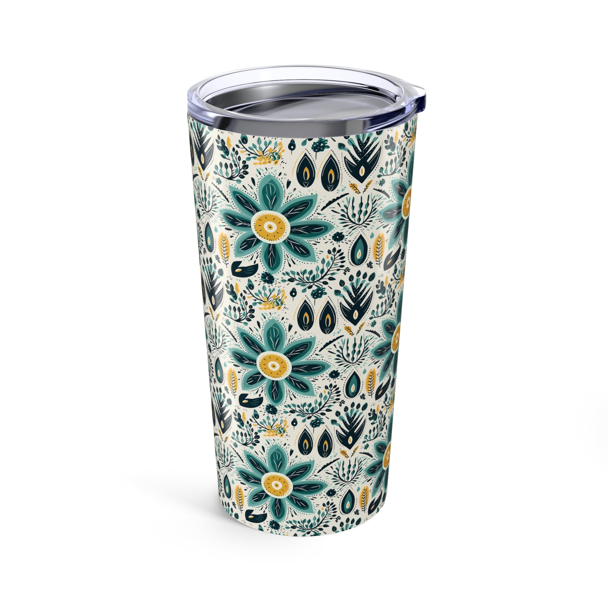 Sol y Alegría (Sun and Joy) Collection- Cactus Succulent Pattern Microfiber Blanket Soft Velveteen Throw for Home & Garden Lovers20oz Floral Tumbler – Teal & Mustard Boho Flower Travel Cup - Creations by Chris and Carlos