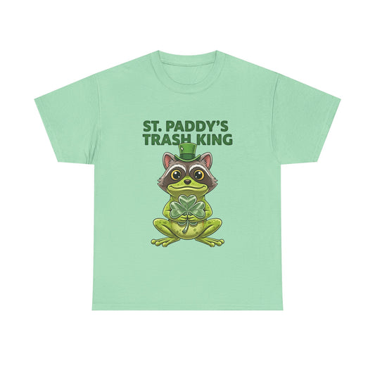 St. Paddy's Trash King T-Shirt — Funny Raccoon Frog Shamrock St. Patrick's Day Tee - Creations by Chris and Carlos