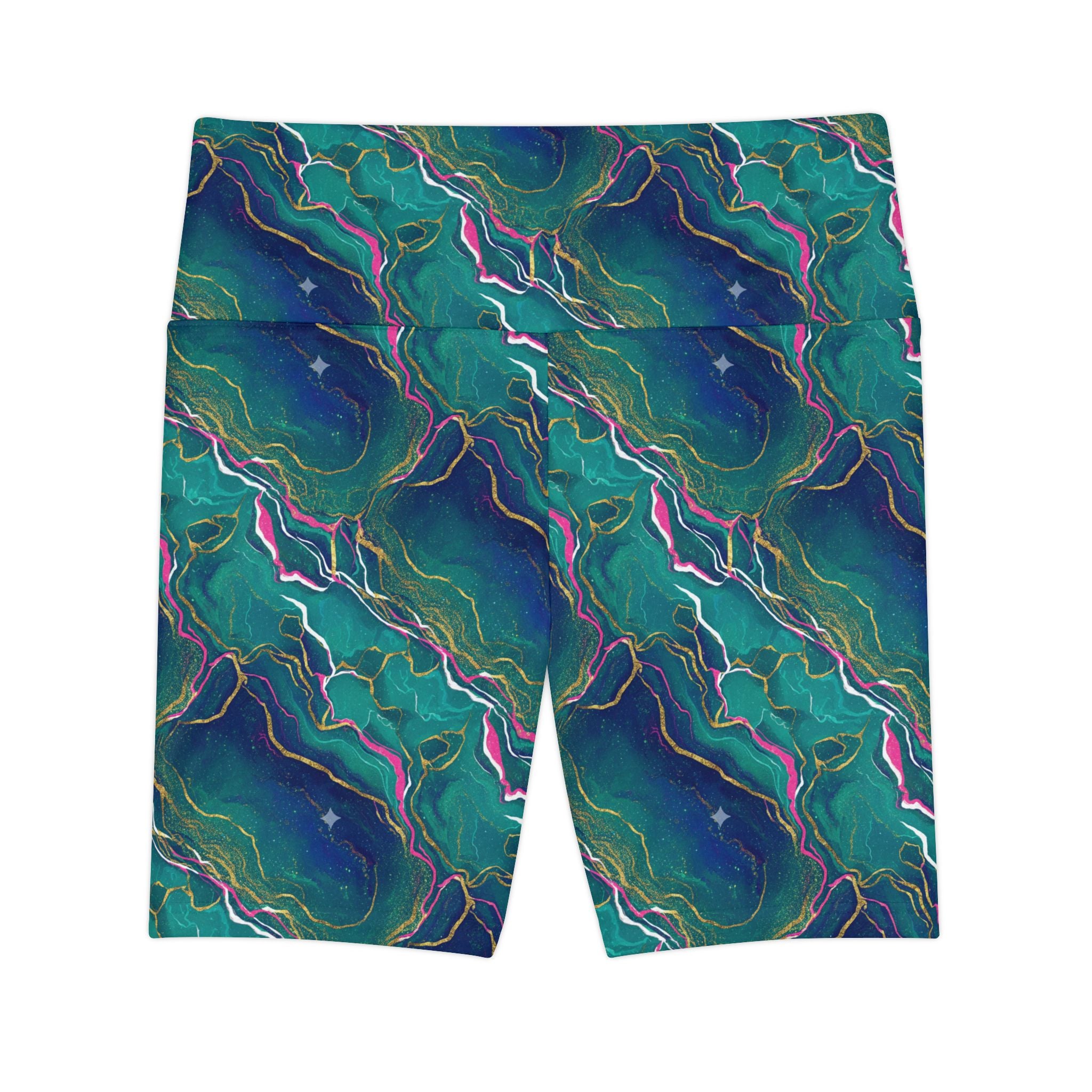 Marble Swirl Women's Workout Shorts — Multi Gold Athletic Biker Shorts - Creations by Chris and Carlos