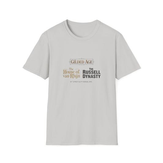 Gilded Age TV Series Logo T-Shirt — "The House of van Rhijn / The Russell Dynasty" Retro Cast Design - Creations by Chris and Carlos