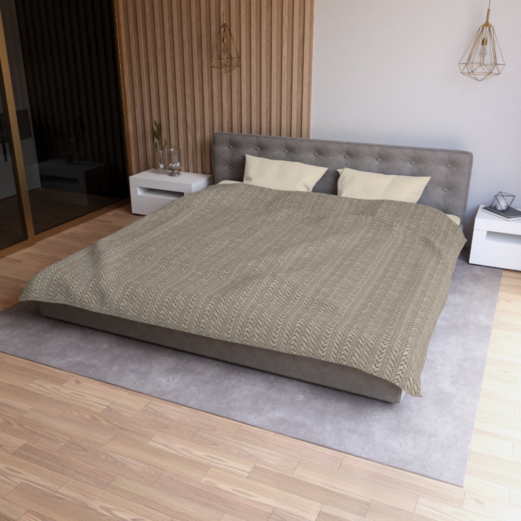 Plumstead Manor Neutral Woven Texture Duvet Cover — Microfiber Bedding, Modern Farmhouse, Cozy Earth-Tone Master Bedroom - Creations by Chris and Carlos