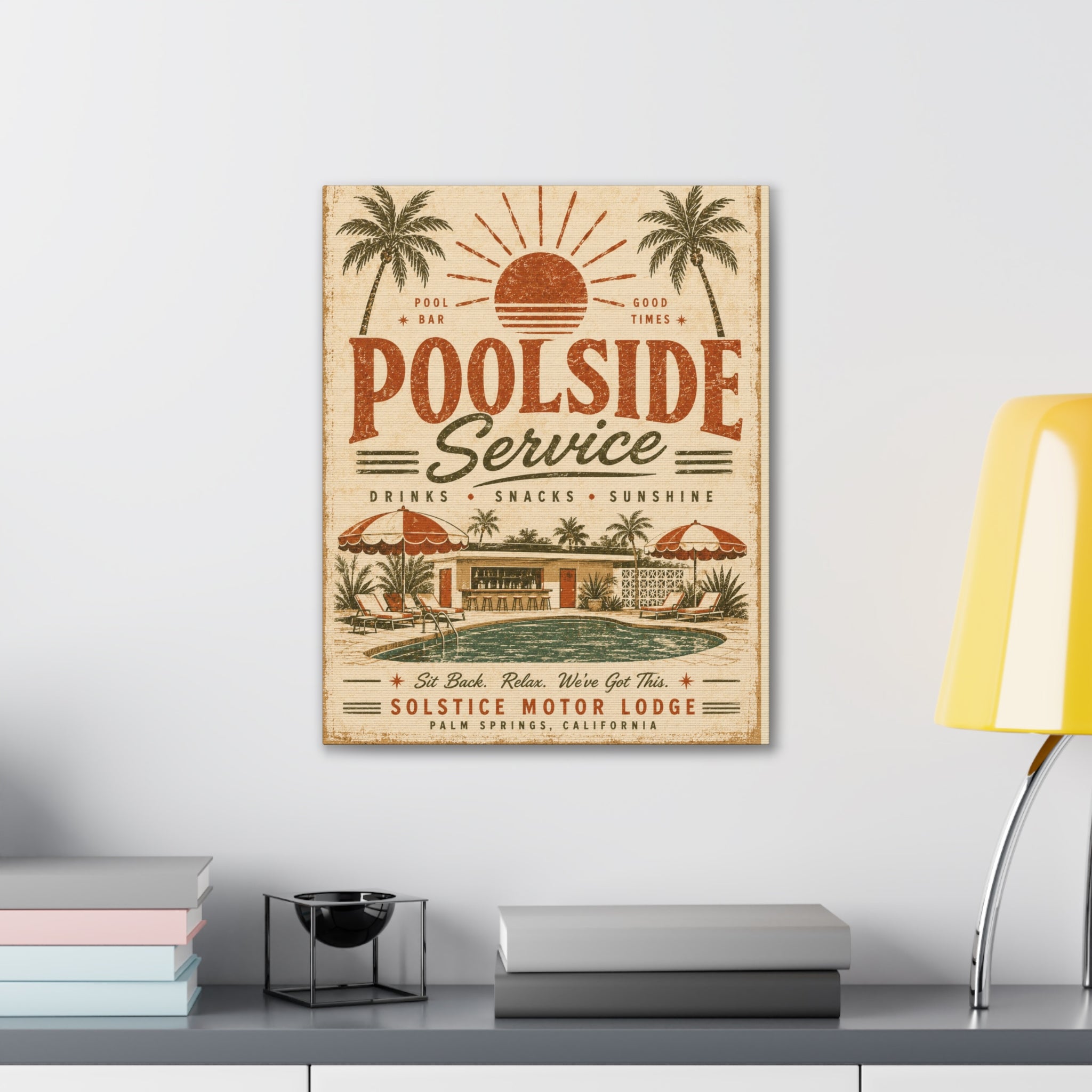 Poolside Service Vintage Canvas Wall Art - Retro Palm Springs Pool Poster - Creations by Chris and Carlos