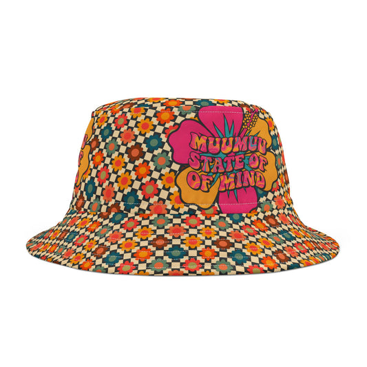 Stateroom 401 Roper's Romp Collection- Muumuu State of Mind Floral Bucket Hat – Retro 70s Vibe Sun Hat - Creations by Chris and Carlos