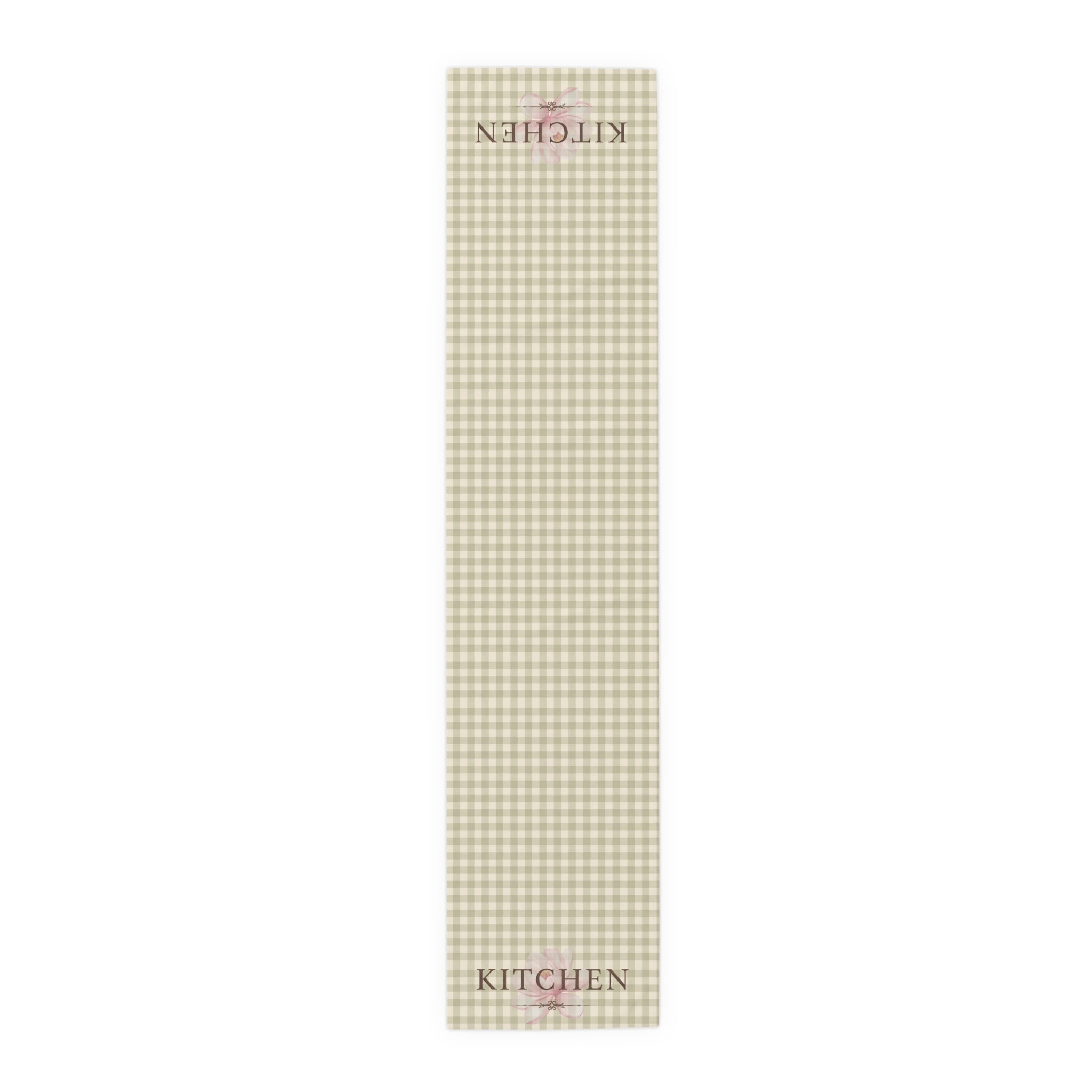 Farmhouse Gingham Table Runner — "Kitchen" Cotton-Blend Decor - Creations by Chris and Carlos