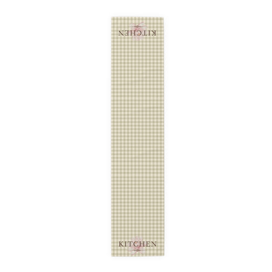 Farmhouse Gingham Table Runner — "Kitchen" Cotton-Blend Decor - Creations by Chris and Carlos