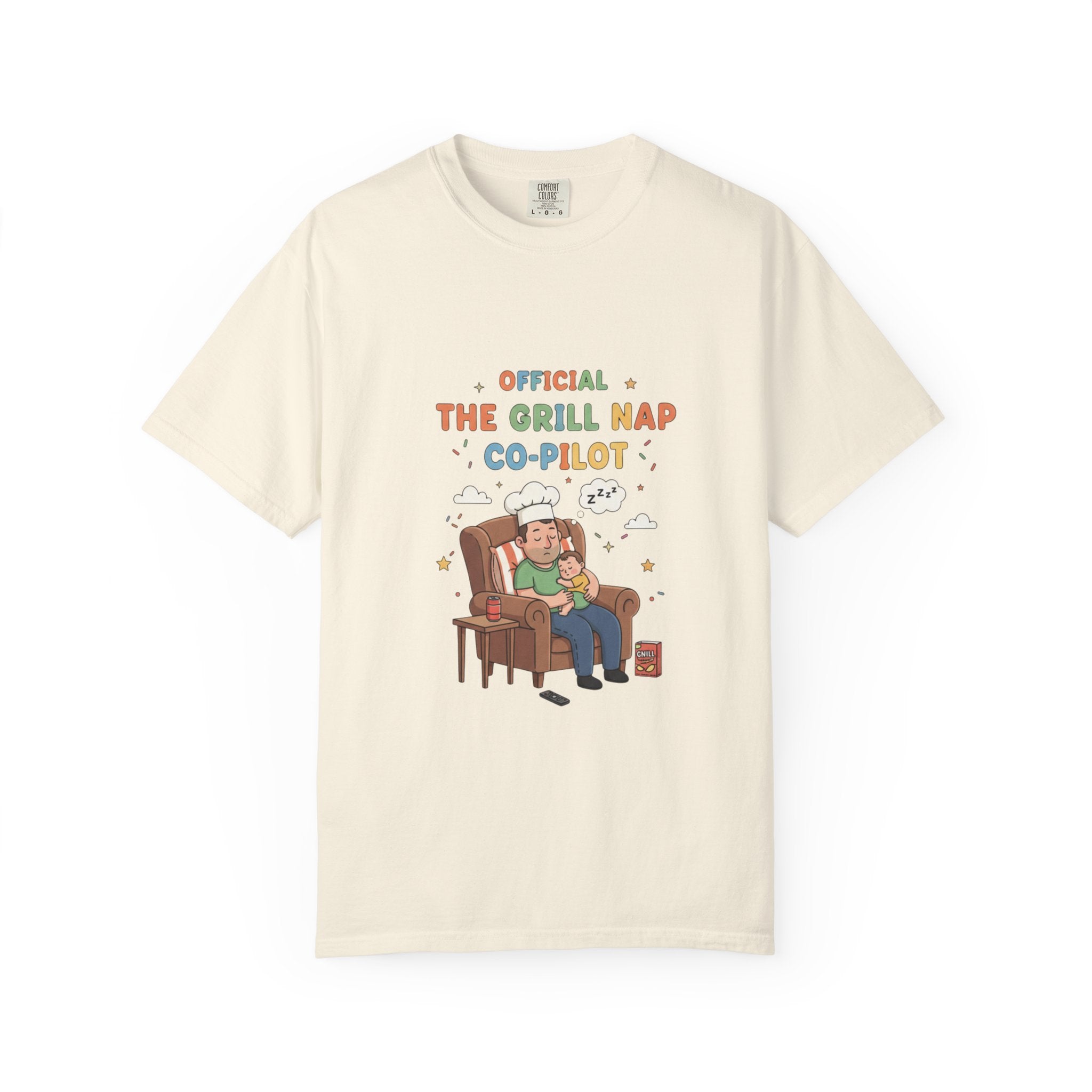 T-Shirt — "Official Grill Nap Co Pilot" Funny Retro Graphic Tee - Creations by Chris and Carlos