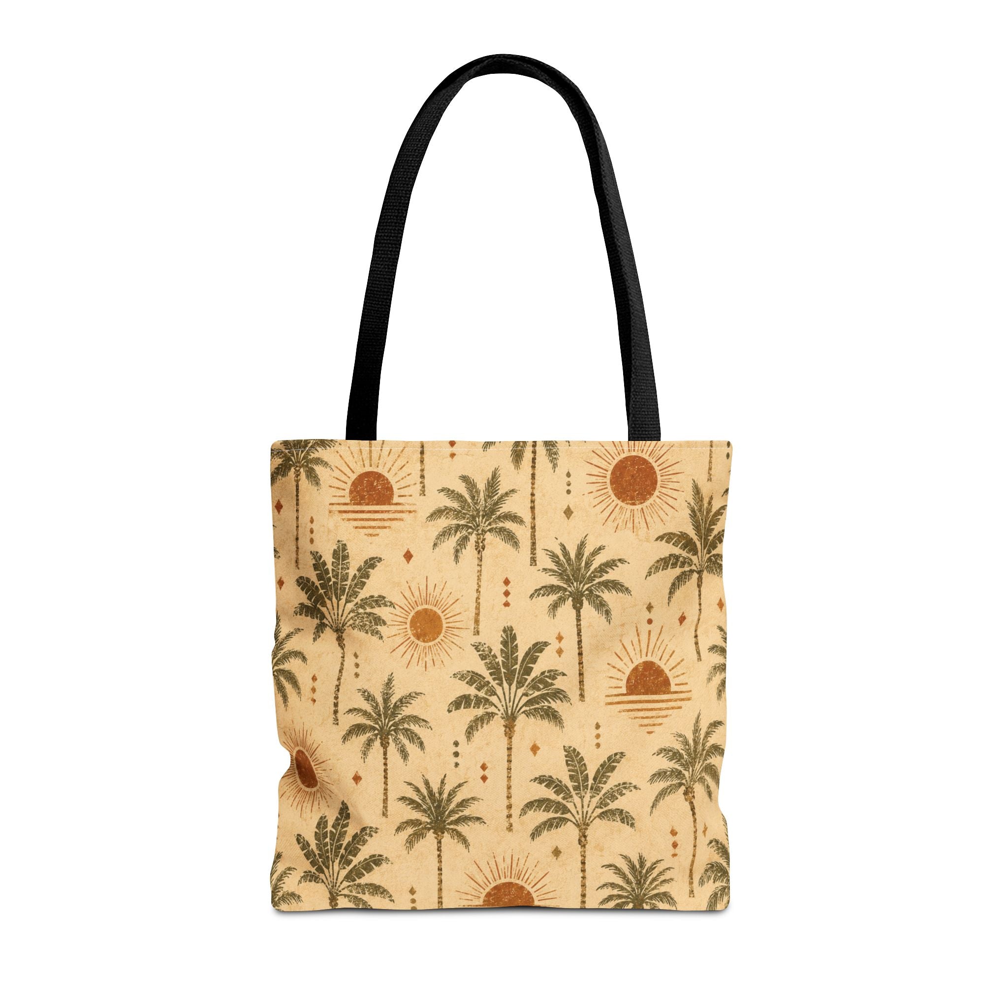 Palm Tree Sunset Tote Bag – Vintage Tropical Canvas Beach Shopper - Creations by Chris and Carlos