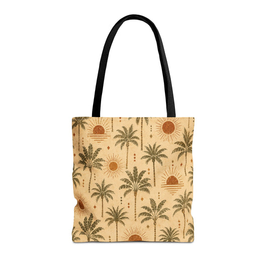 Palm Tree Sunset Tote Bag – Vintage Tropical Canvas Beach Shopper - Creations by Chris and Carlos
