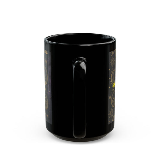 Celestial Gold Moon Phase Mug — Astrological Starry Black Coffee Cup (11oz/15oz) - Creations by Chris and Carlos