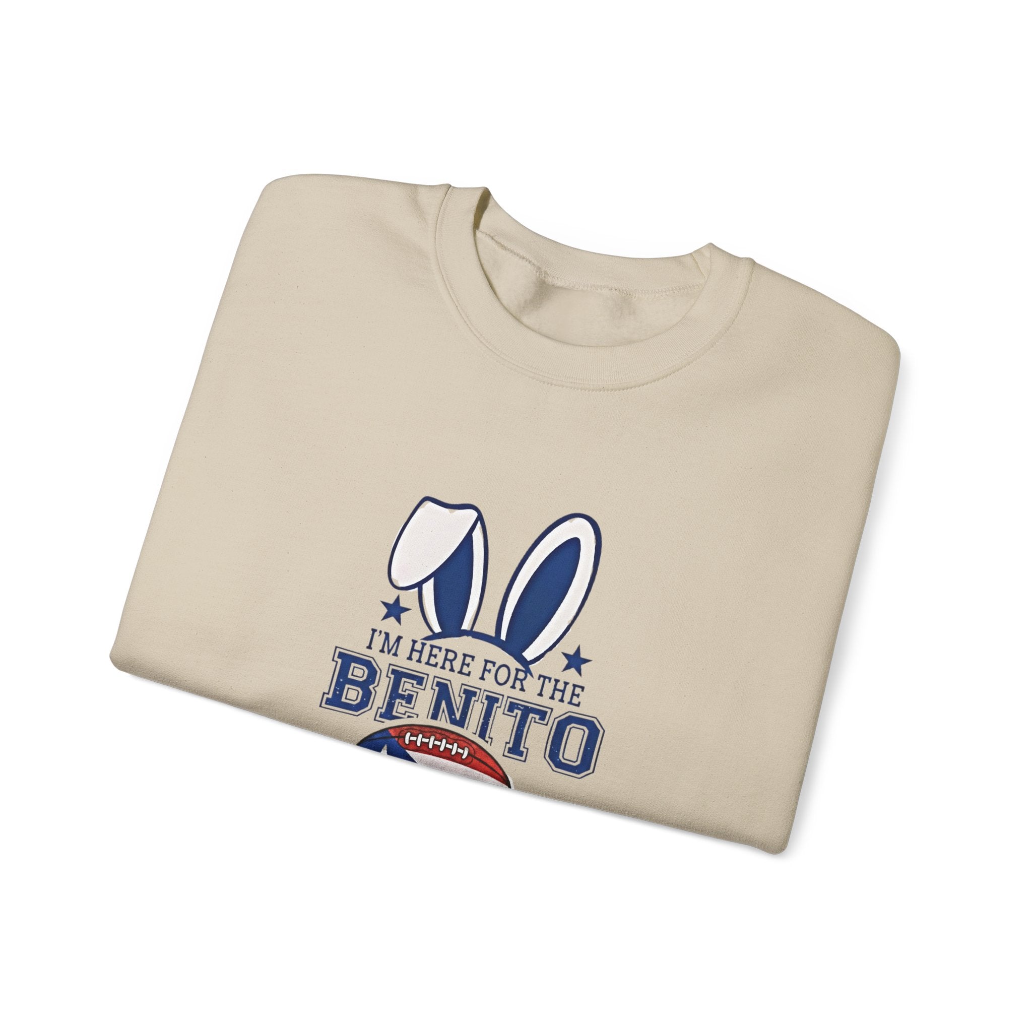 Benito Bowl Crewneck Sweatshirt – Patriotic Football Bunny Design - Creations by Chris and Carlos