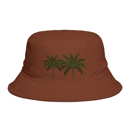 Palm Haven Bucket Hat – Tropical Palm Tree Embroidered Sun Hat - Creations by Chris and Carlos
