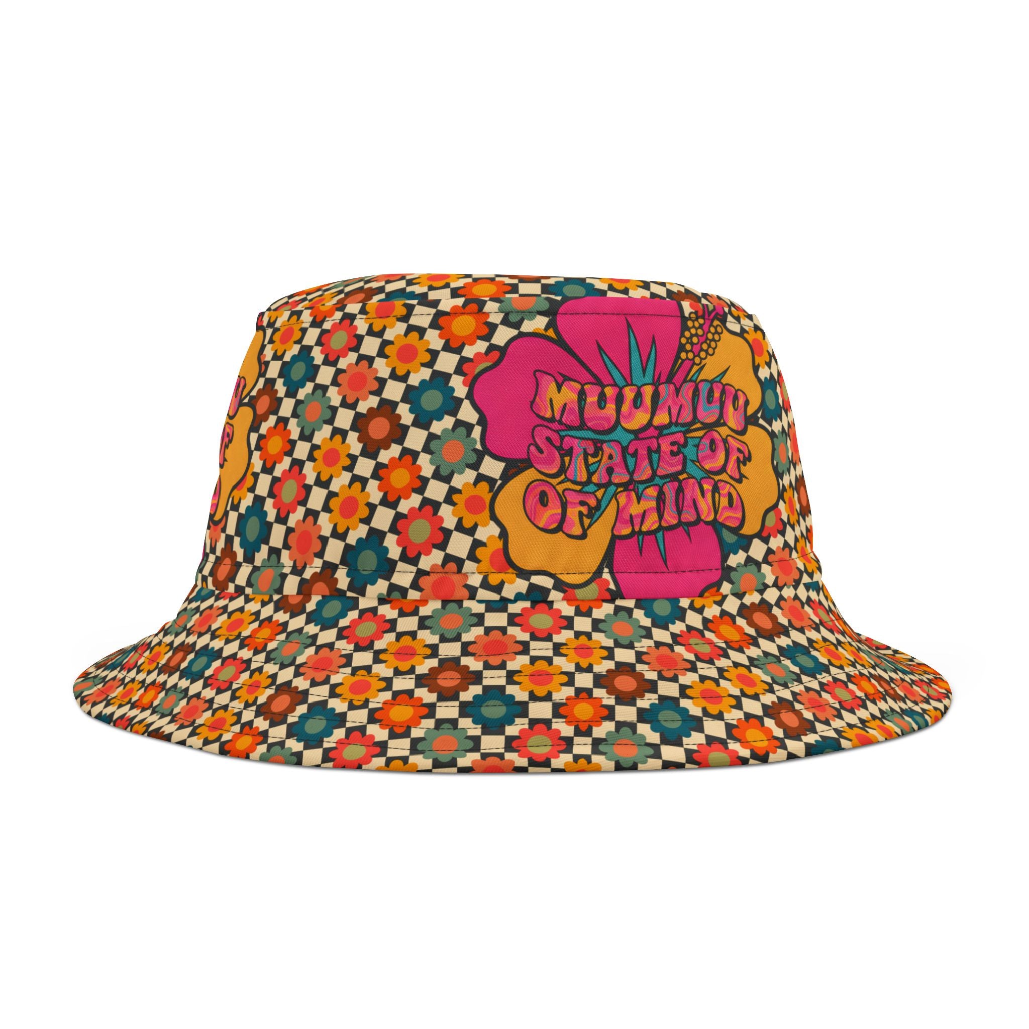 Stateroom 401 Roper's Romp Collection- Muumuu State of Mind Floral Bucket Hat – Retro 70s Vibe Sun Hat - Creations by Chris and Carlos