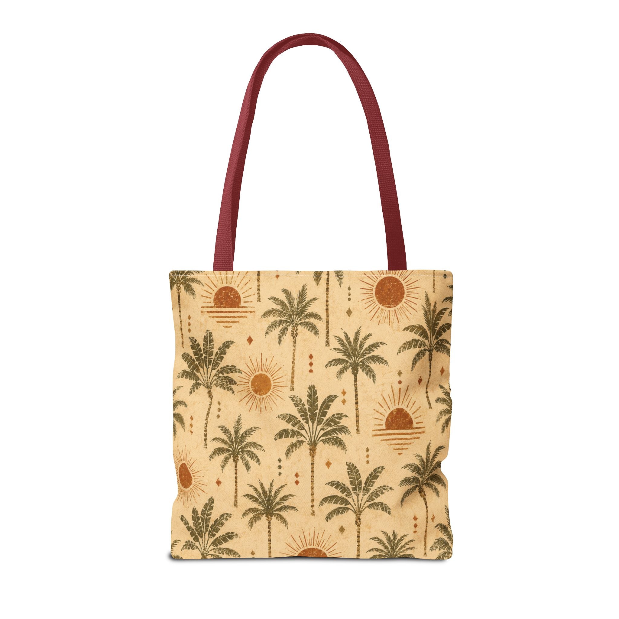 Palm Tree Sunset Tote Bag – Vintage Tropical Canvas Beach Shopper - Creations by Chris and Carlos