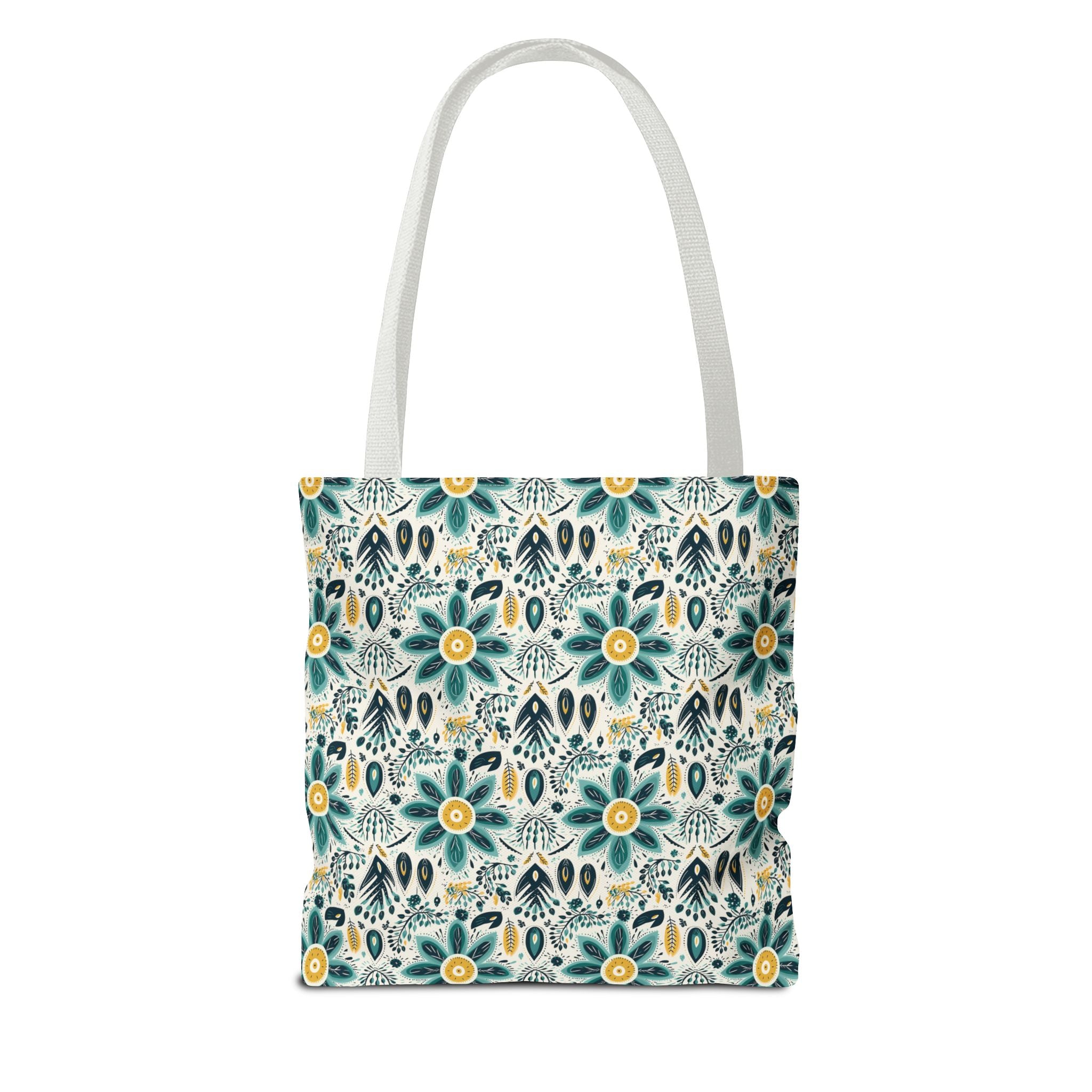 Sol y Alegría (Sun and Joy) Collection- Cactus Succulent Pattern Microfiber Blanket Soft Velveteen Throw for Home & Garden Lovers Floral Folk Art Tote Bag — Teal & Mustard All-Over Print - Creations by Chris and Carlos