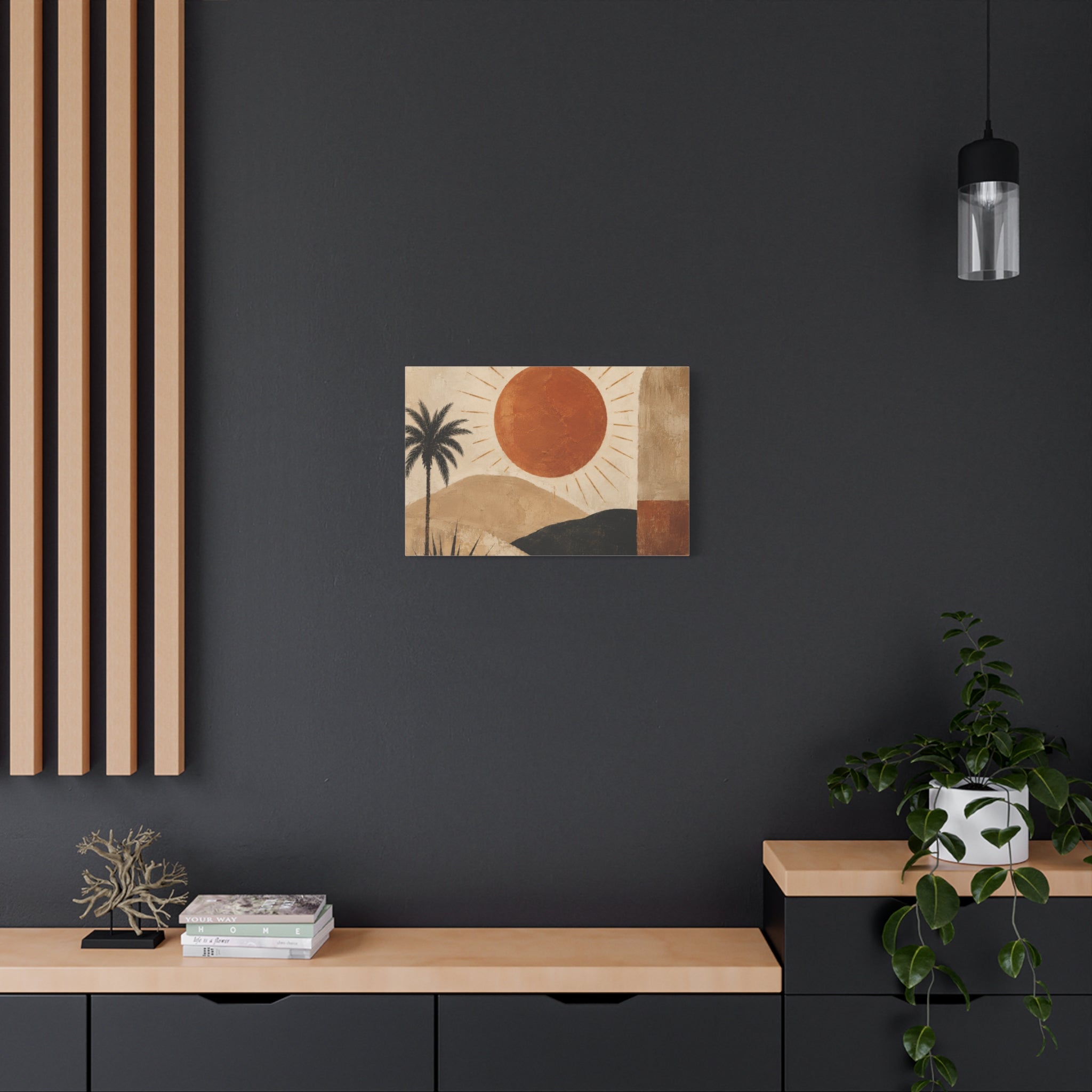 Desert Sunset Canvas Wall Art — Boho Palm & Terracotta Sun Matte Stretched Canvas - Creations by Chris and Carlos