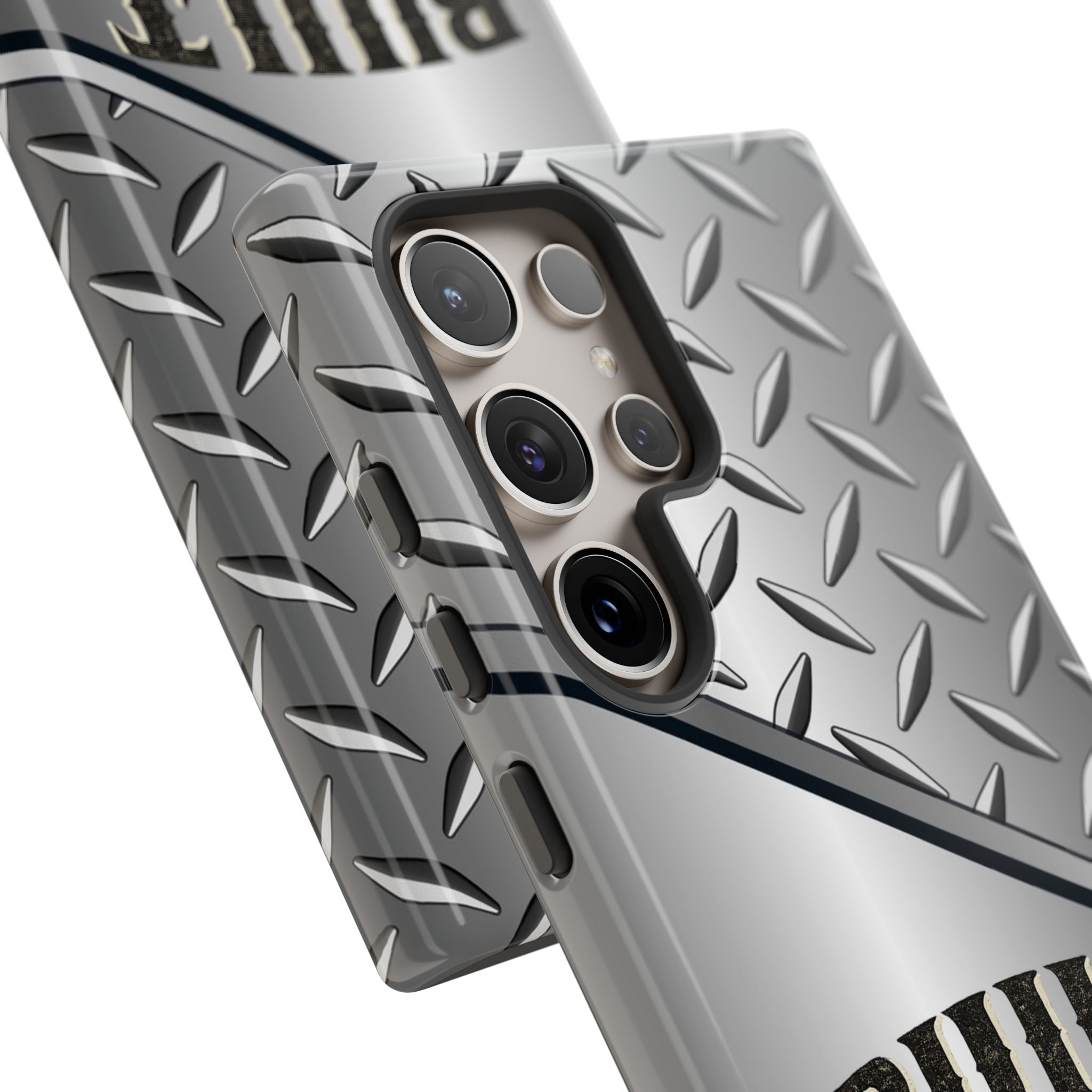 Built Not Bought Metal Diamond-Plate Phone Case — Rugged Tool Lover Gift - Creations by Chris and Carlos