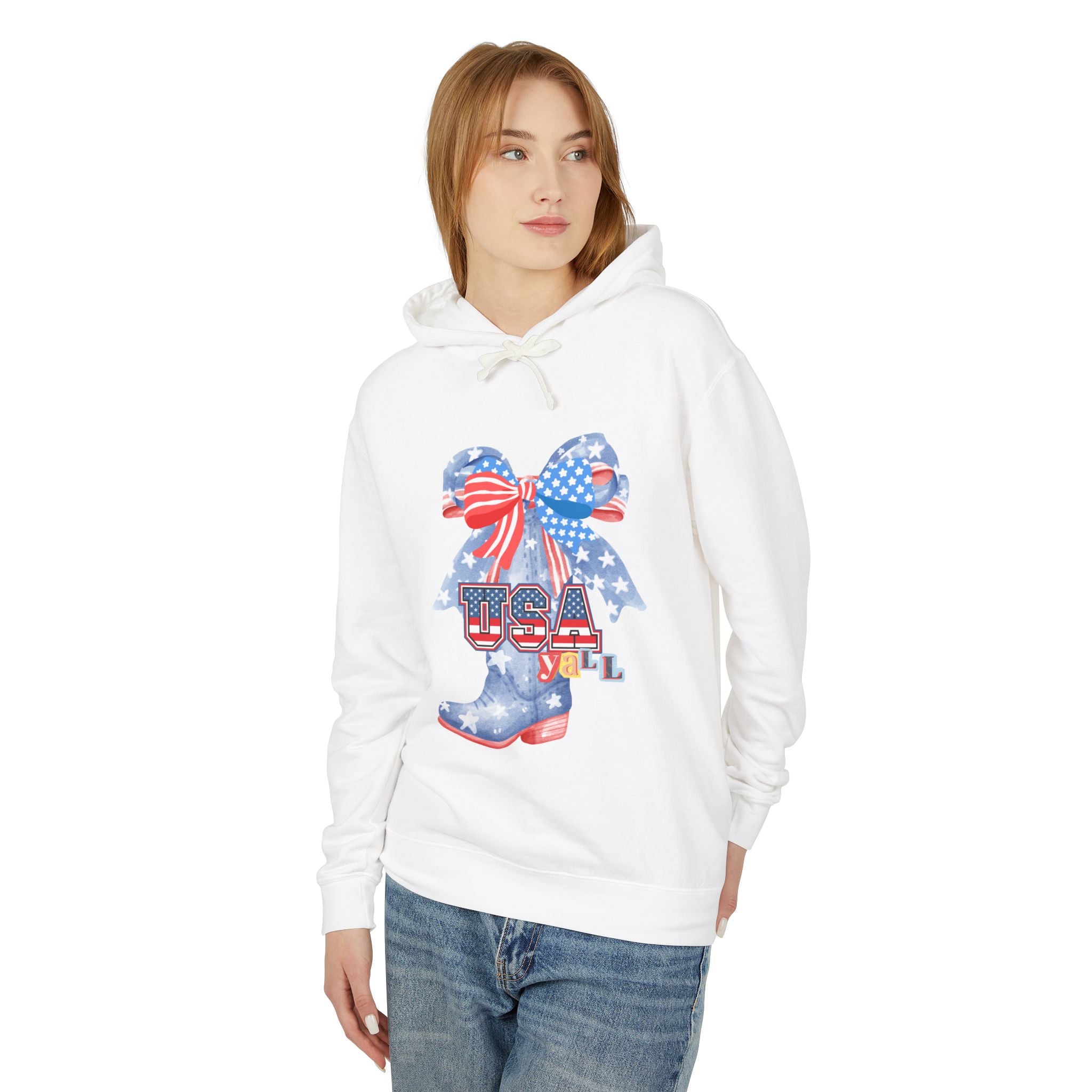 Patriotic Cowboy Boot Hoodie - USA Y'all 4th of July Sweatshirt - Creations by Chris and Carlos