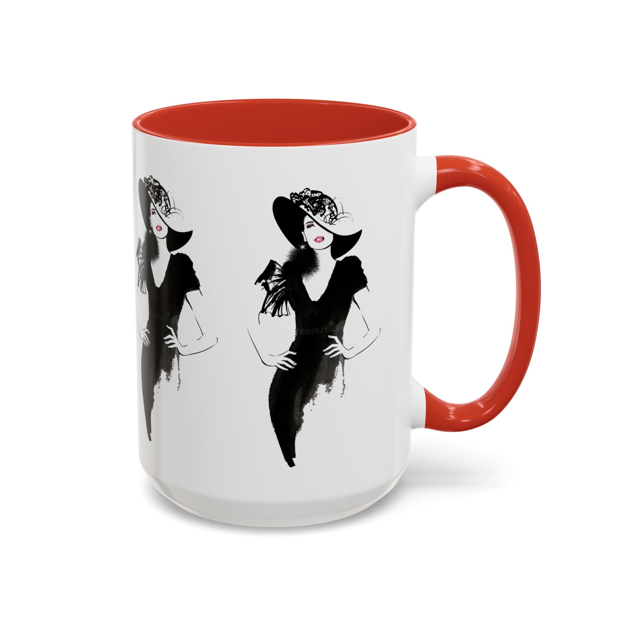 Elegant Lady Fashion Coffee Mug – Vintage Chic Black & White Accent - Creations by Chris and Carlos