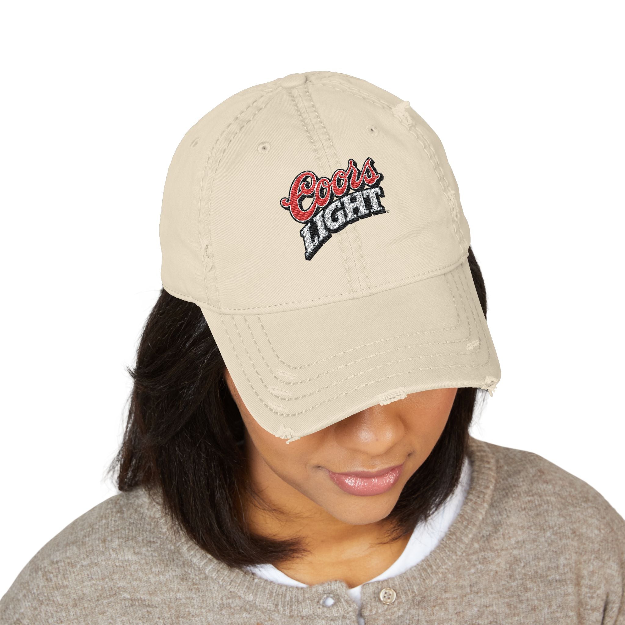 Coors Light Embroidered Distressed Dad Hat - Creations by Chris and Carlos