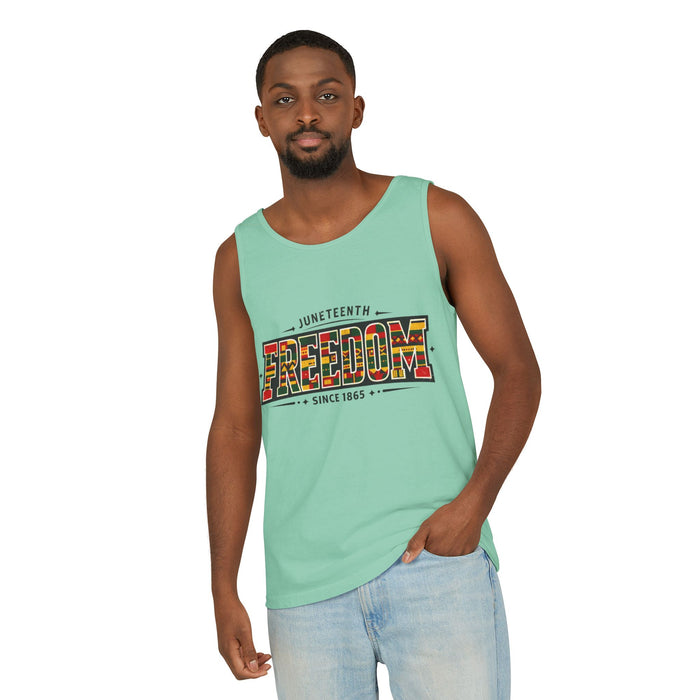 Juneteenth Freedom Tank Top — 'Freedom' Kente Print Summer Shirt