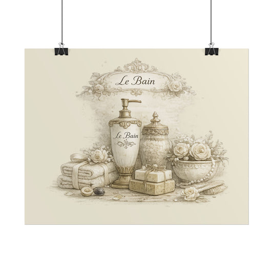 Bathroom Poster - Vintage 'Le Bain' Spa Print - Creations by Chris and Carlos