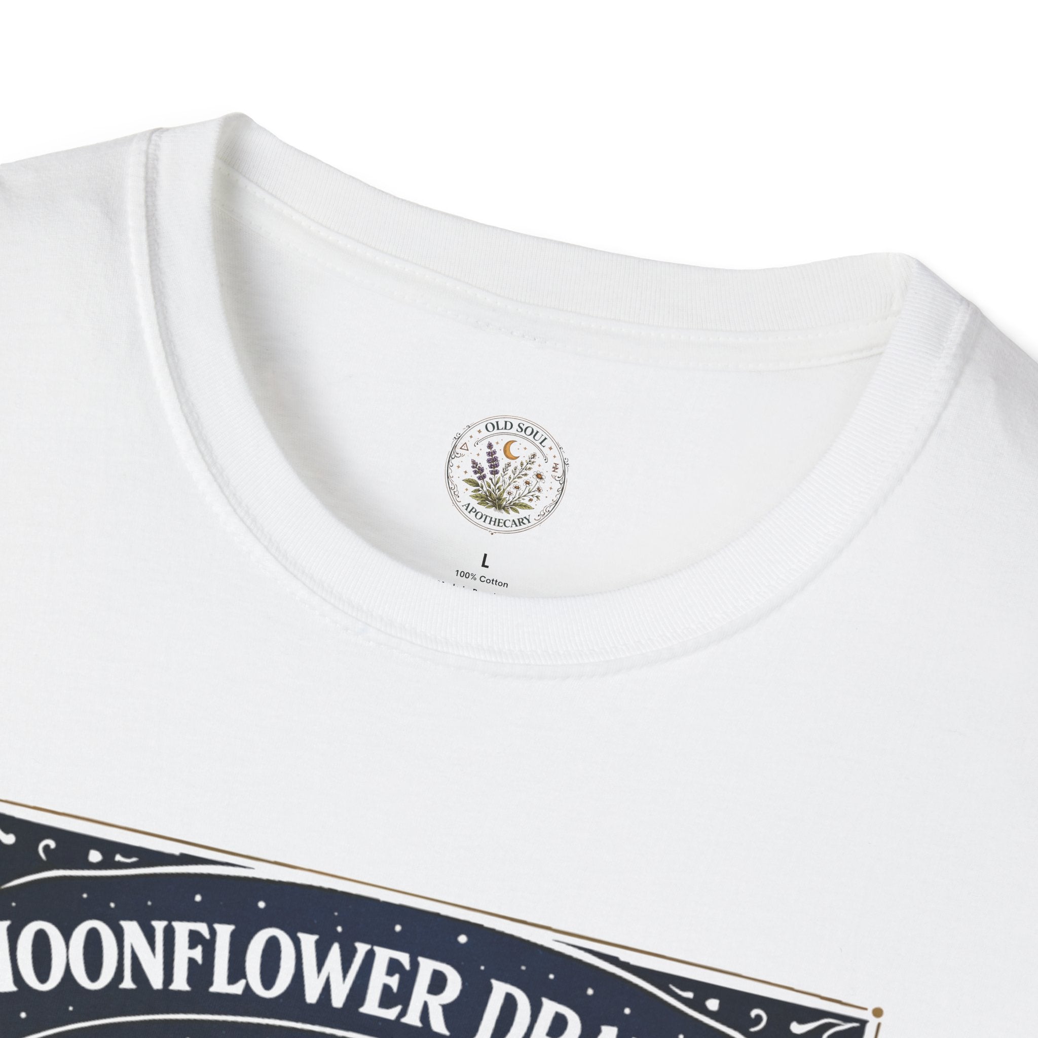 Old Soul Apothecary Moonflower Draught T‑Shirt — Botanical Moon Phase Graphic Tee - Creations by Chris and Carlos