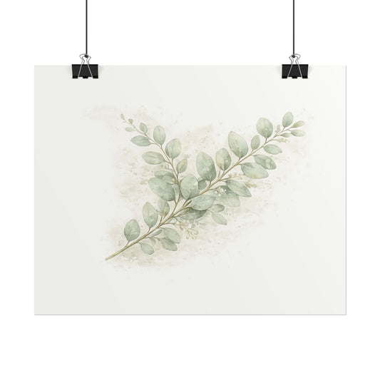 Botanical Eucalyptus Poster — Watercolor Green Leaf Wall Art - Creations by Chris and Carlos