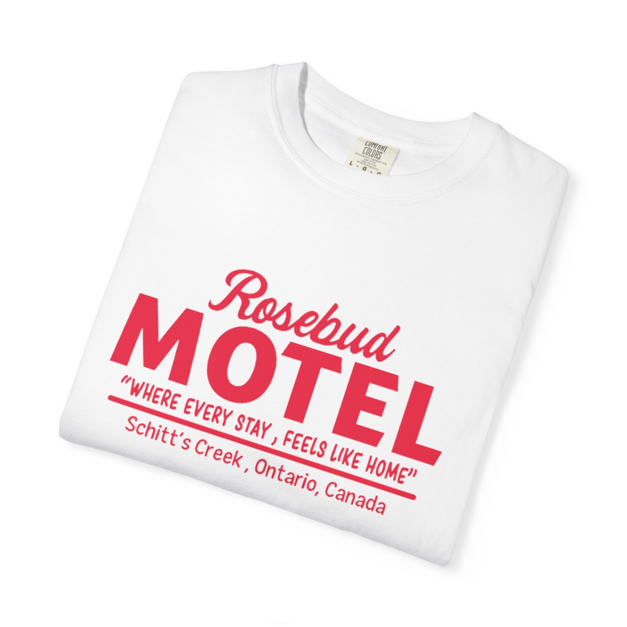 Rosebud Motel T-Shirt — Vintage 'Where Every Stay Feels Like Home' Graphic Tee - Creations by Chris and Carlos