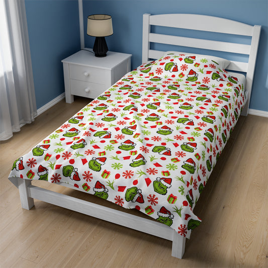 The Grinch- Velveteen Plush Blanket by CuddleLux Bliss - Creations by Chris and Carlos