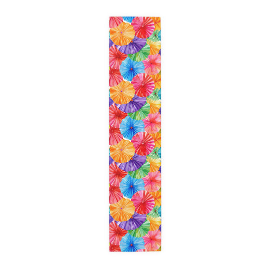 Floral Parasol Pattern Table Runner — Colorful Summer Umbrella Design - Creations by Chris and Carlos