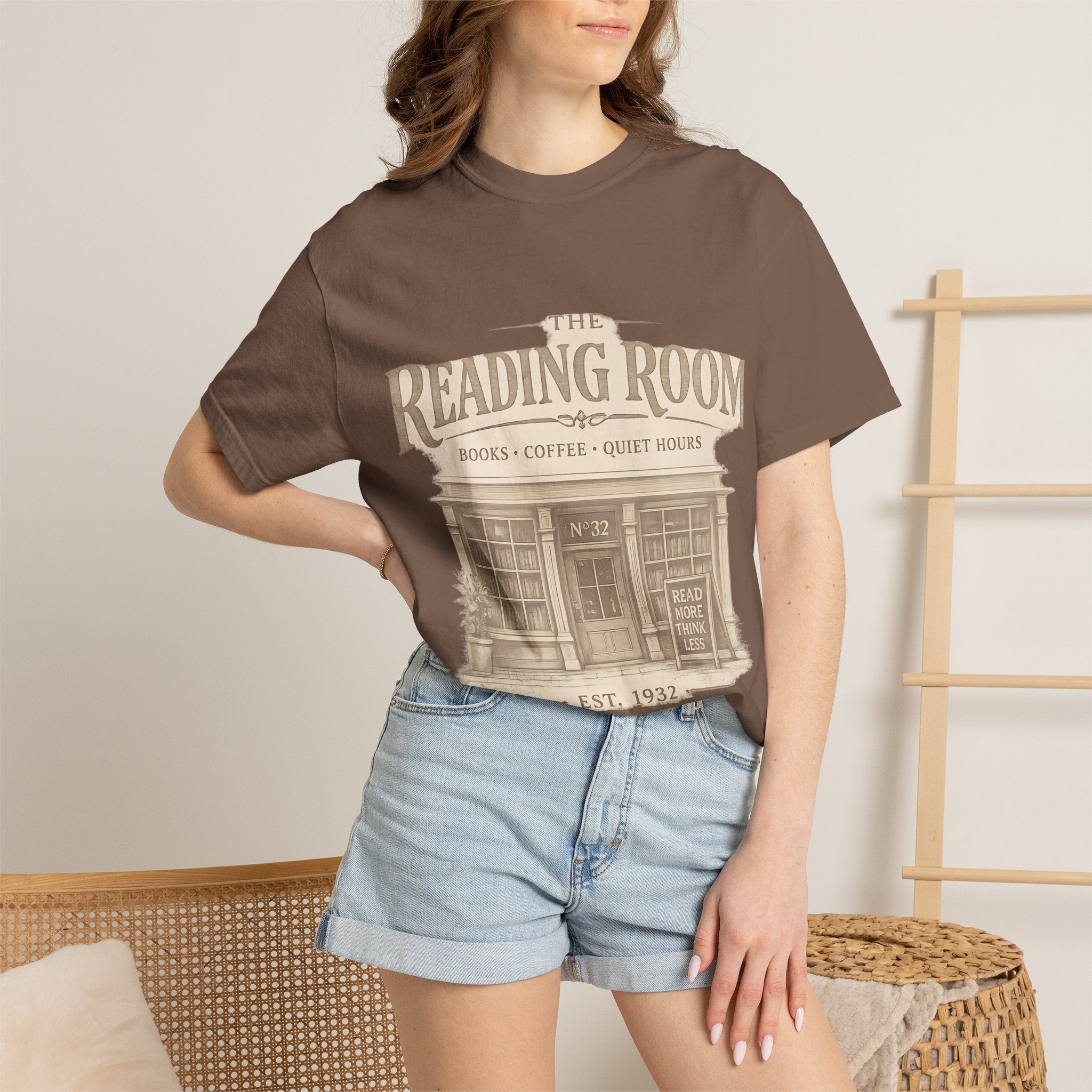Reading Room T-Shirt – Vintage Bookshop Cafe Graphic Tee ("The Reading Room") - Creations by Chris and Carlos
