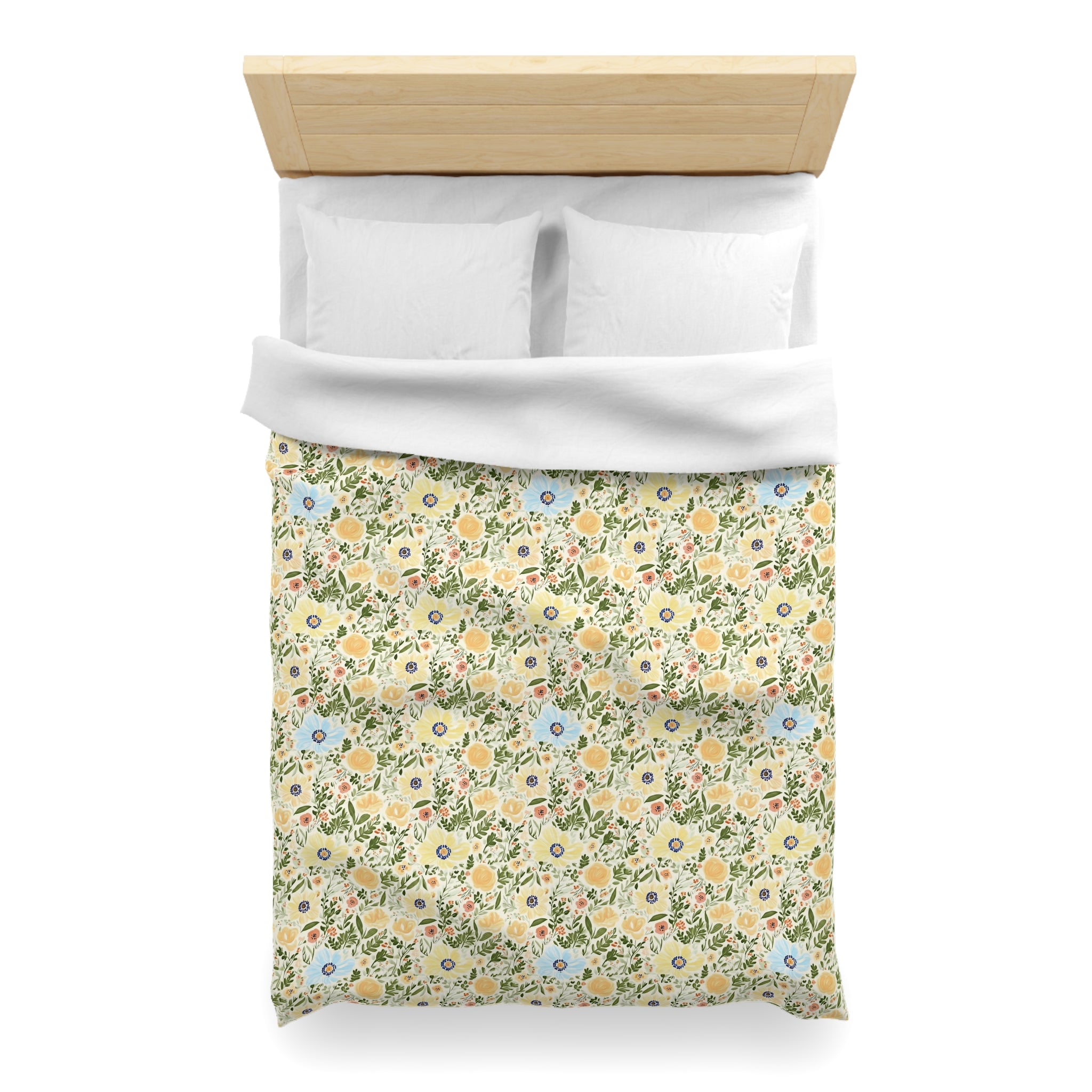 The Artisanal Flora Gallery Vintage Floral Duvet Cover — Pastel Wildflower Microfiber Bedding - Creations by Chris and Carlos