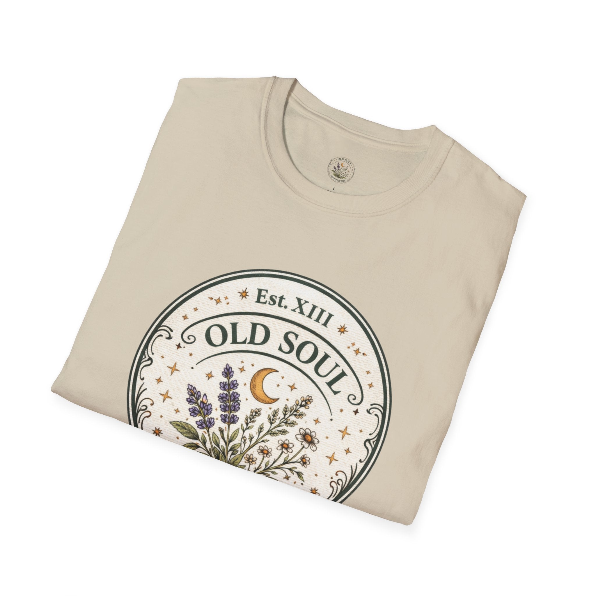 Old Soul Apothecary T-Shirt – Vintage Herbal Moon Graphic Tee - Creations by Chris and Carlos