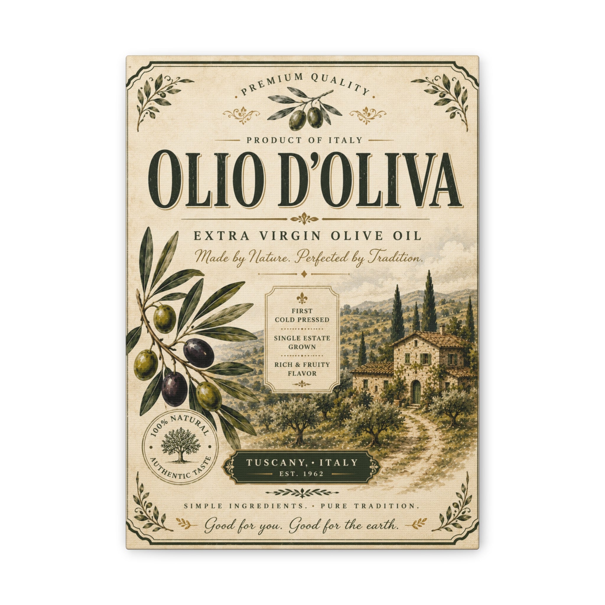 Olive Oil Vintage Kitchen Canvas - Creations by Chris and Carlos